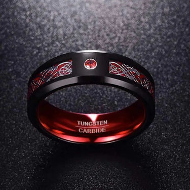 Azure Red, Black Tungsten Ring